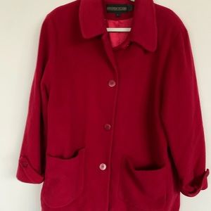 Kirsten Blake Womens Red Button Up Lined Wool Coat Large Cottage Core